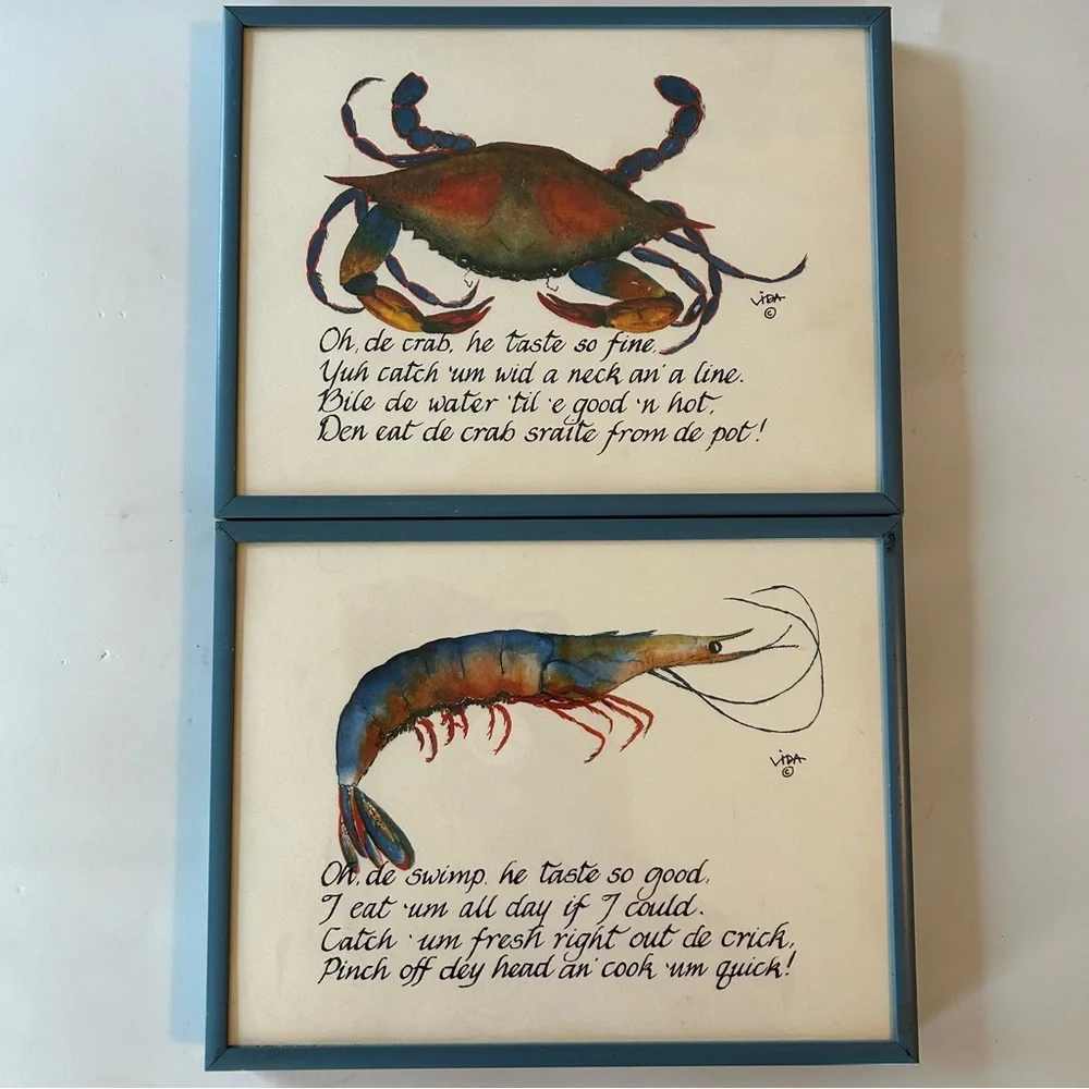 Framed Seafood Art Prints Set